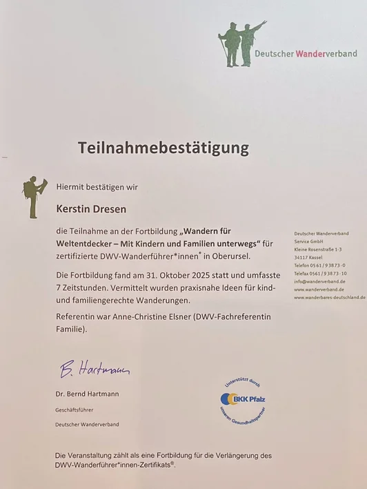 Vorschau Teilnahmebestätigung Familienwandern